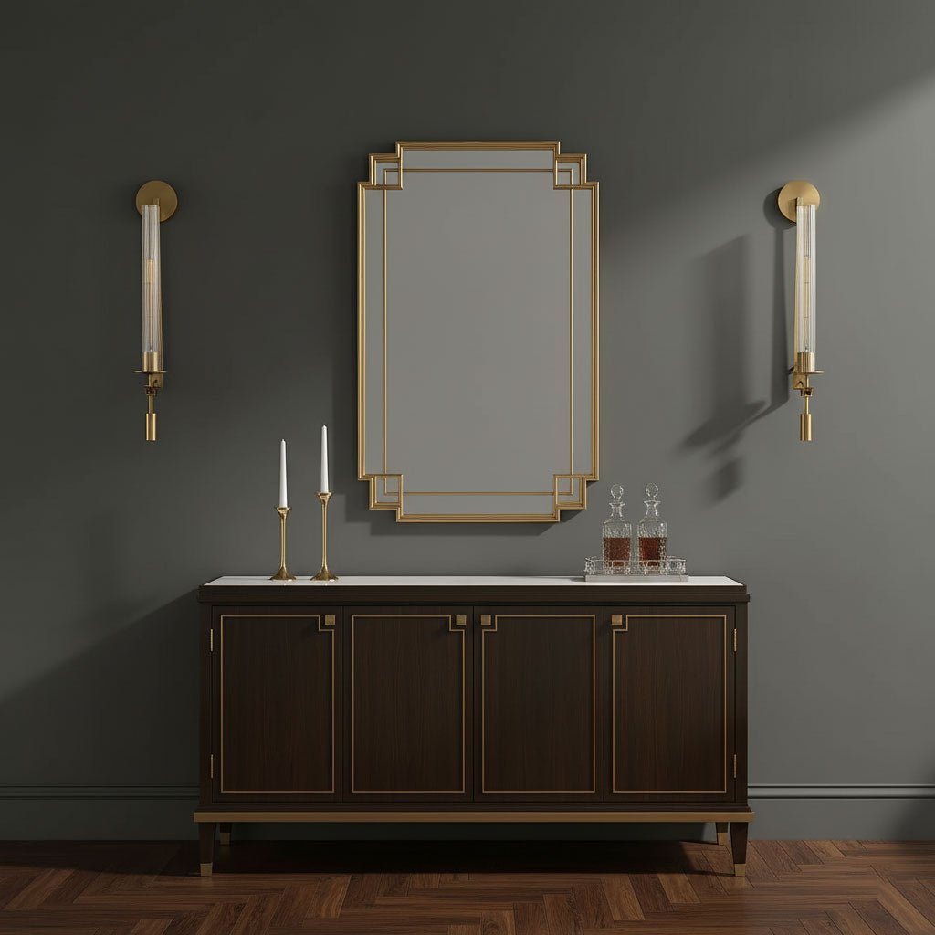 Fluted Glass Brass Sconce