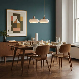 Curved Glass Wood Pendant