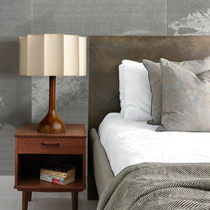 Pleated Walnut Table Lamp