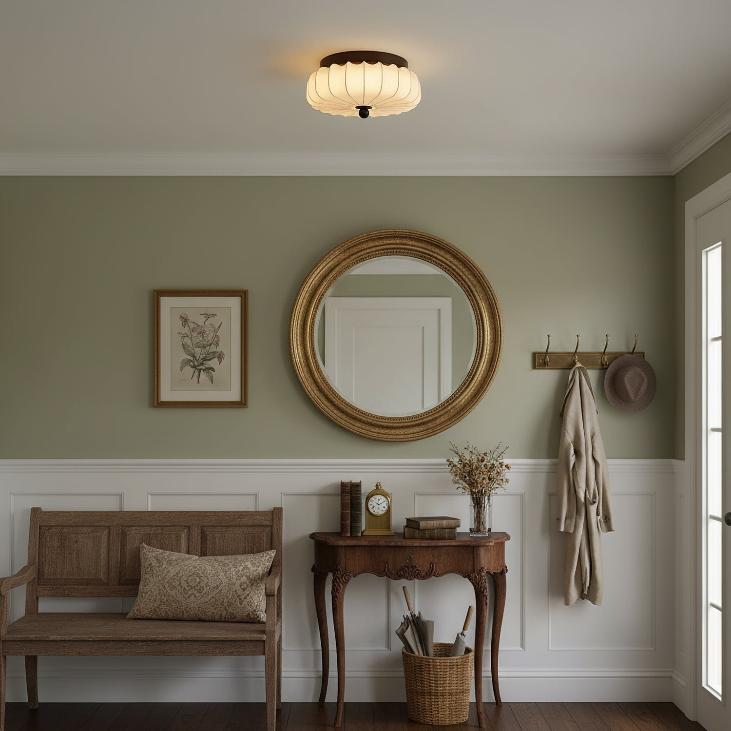 Pleated Fabric Flush Light