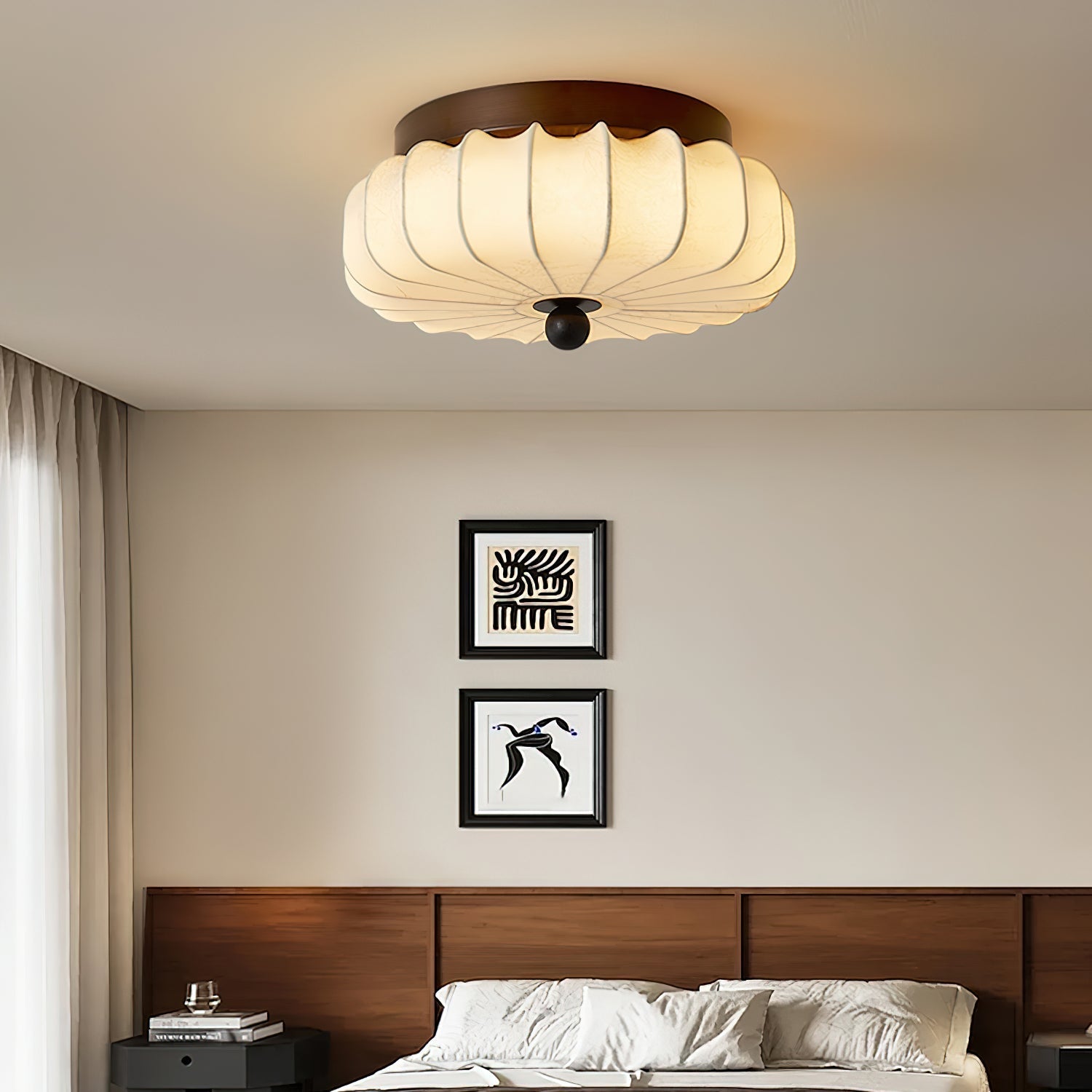 Pleated Fabric Flush Light