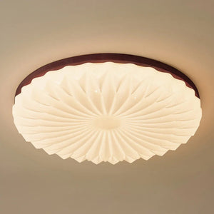Wooden Pleated Flush Light