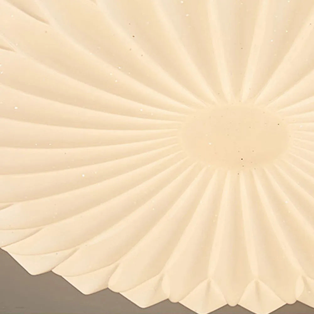 Wooden Pleated Flush Light