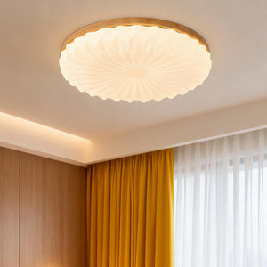 Wooden Pleated Flush Light