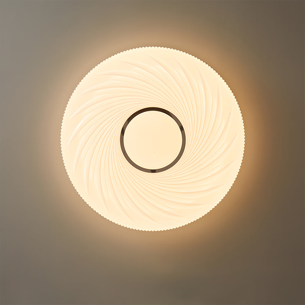 Wooden Pleated Flush Light