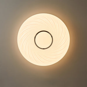 Wooden Pleated Flush Light