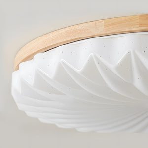 Wooden Pleated Flush Light