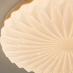 Wooden Pleated Flush Light