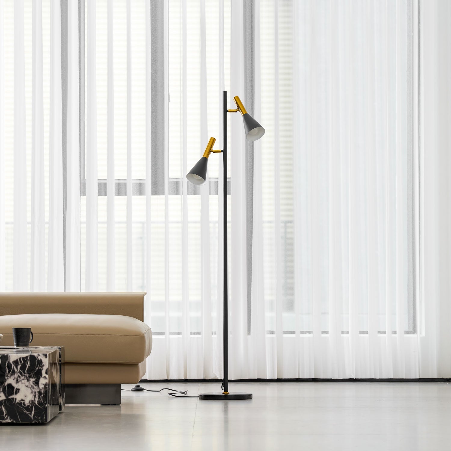 Twin Cone Marble Lamp
