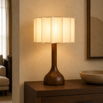 Pleated Walnut Table Lamp