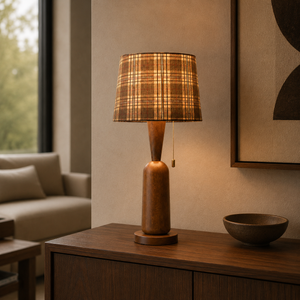 Plaid Wood Table Lamp