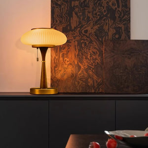 Ribbed Amber Glass Lamp