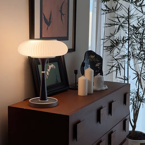 Ribbed Amber Glass Lamp