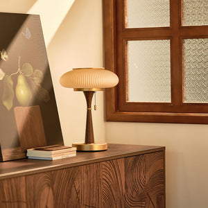 Ribbed Amber Glass Lamp
