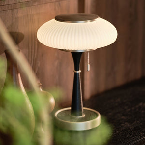 Ribbed Amber Glass Lamp