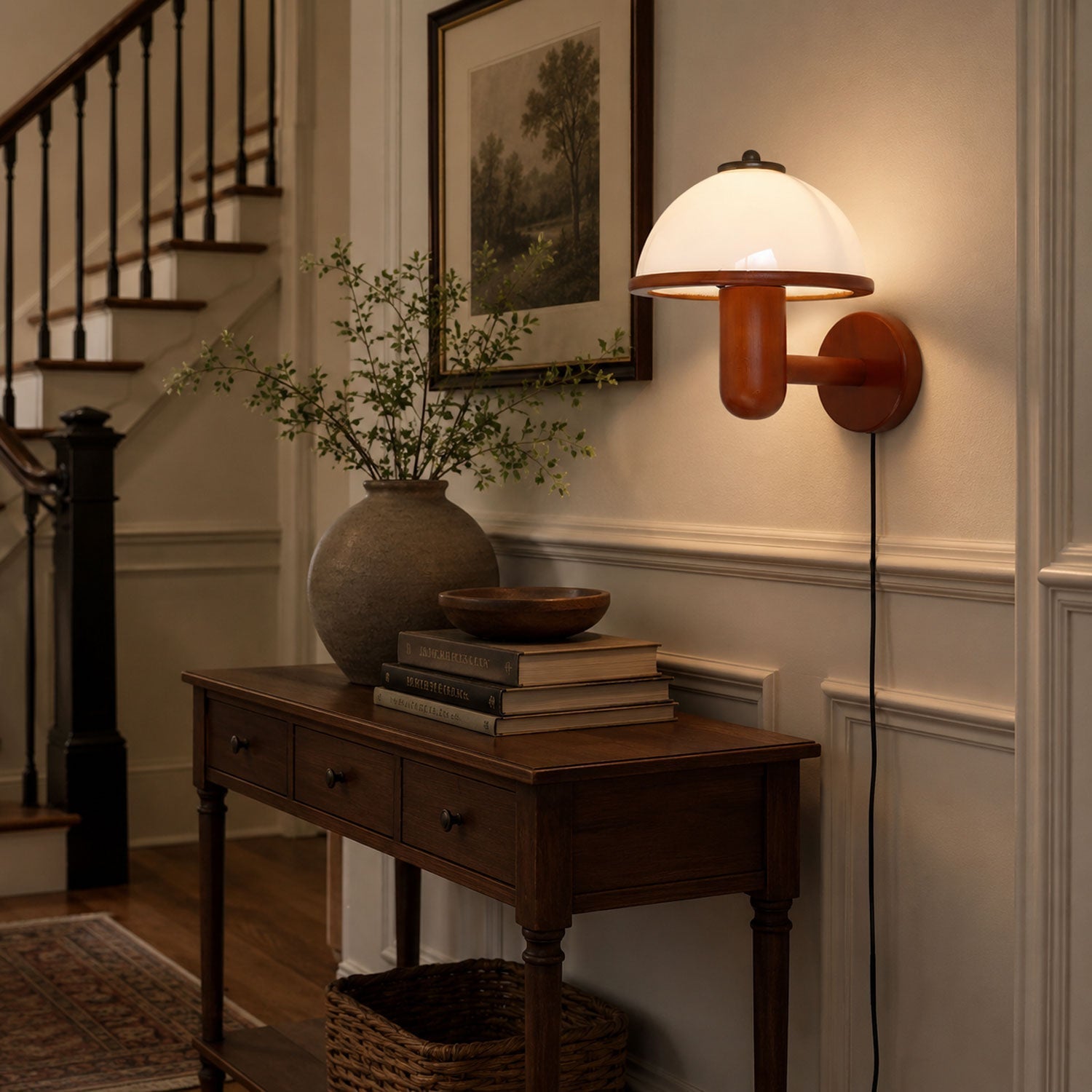 Mushroom Oak Wall Lamp