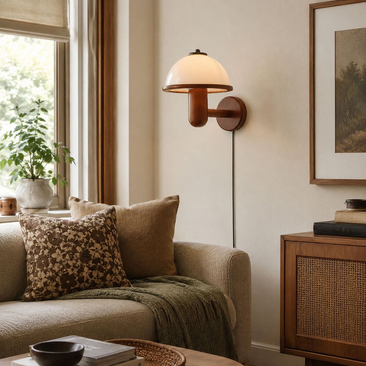 Mushroom Oak Wall Lamp