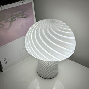 Ribbed Glass Mushroom Lamp