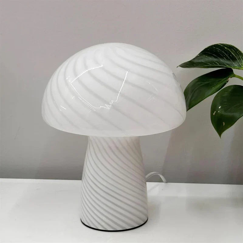 Ribbed Glass Mushroom Lamp
