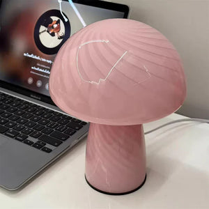 Ribbed Glass Mushroom Lamp