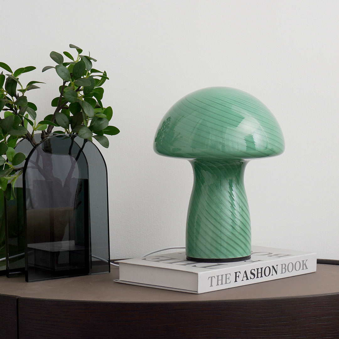 Ribbed Glass Mushroom Lamp