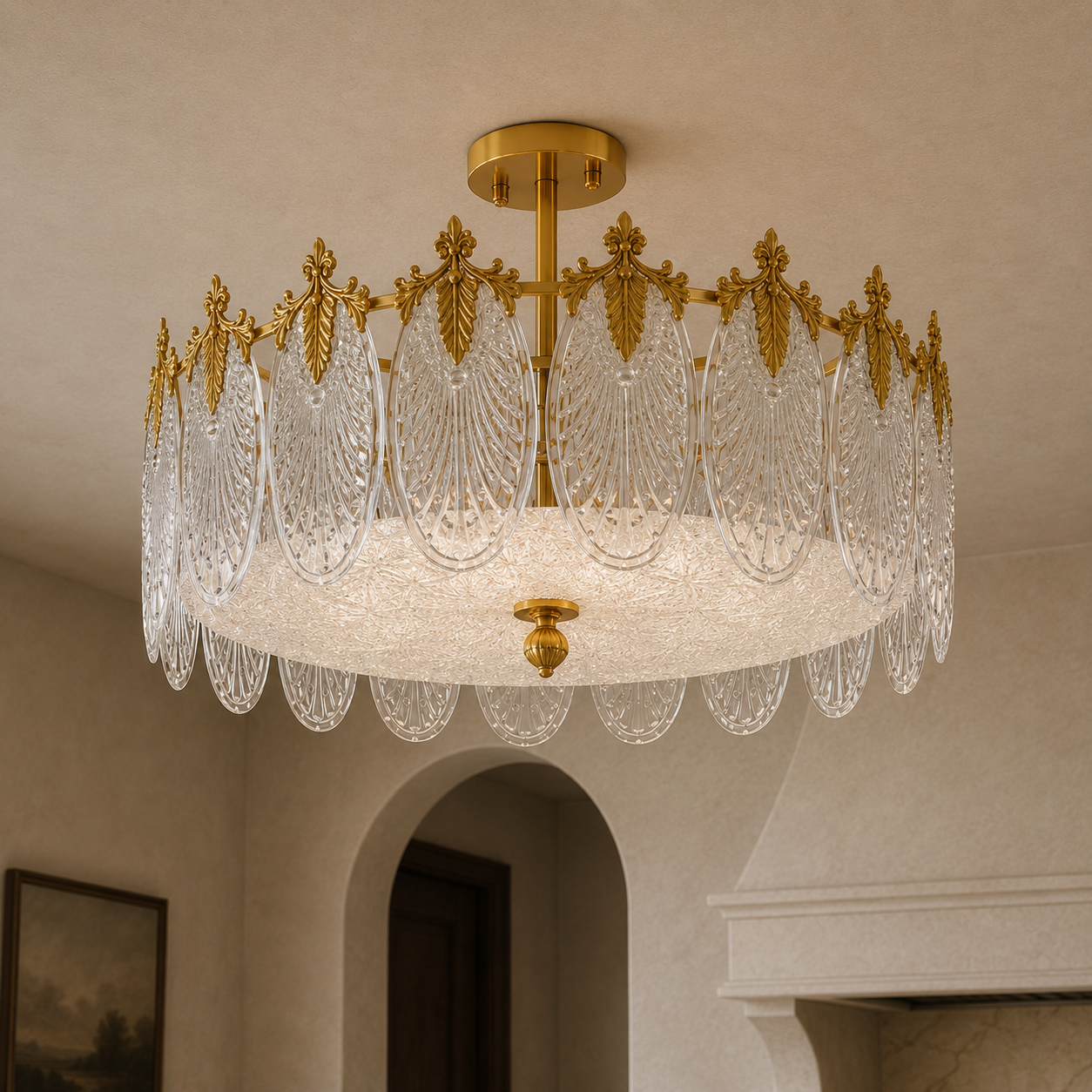 Textured Glass Chandelier