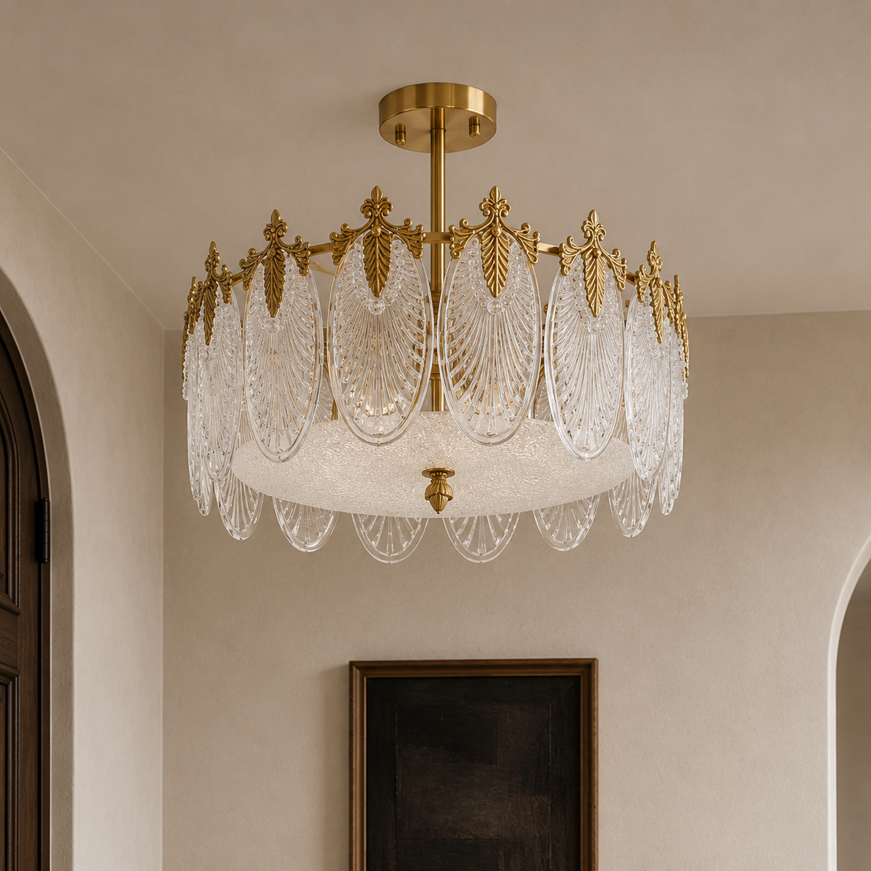 Textured Glass Chandelier