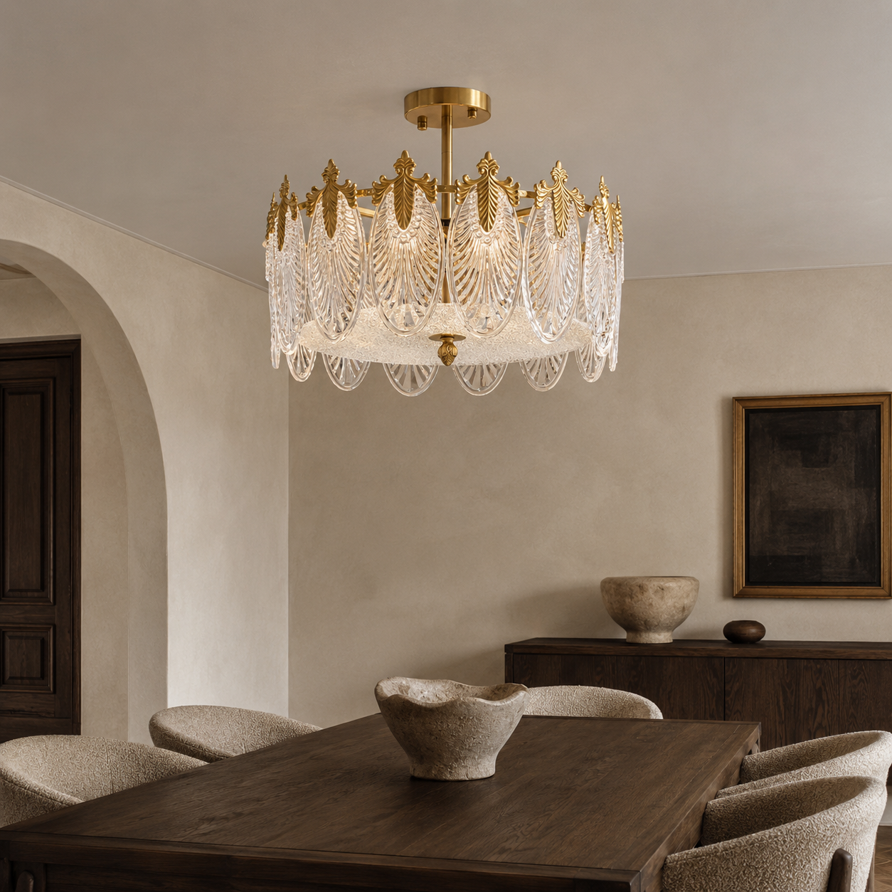 Textured Glass Chandelier