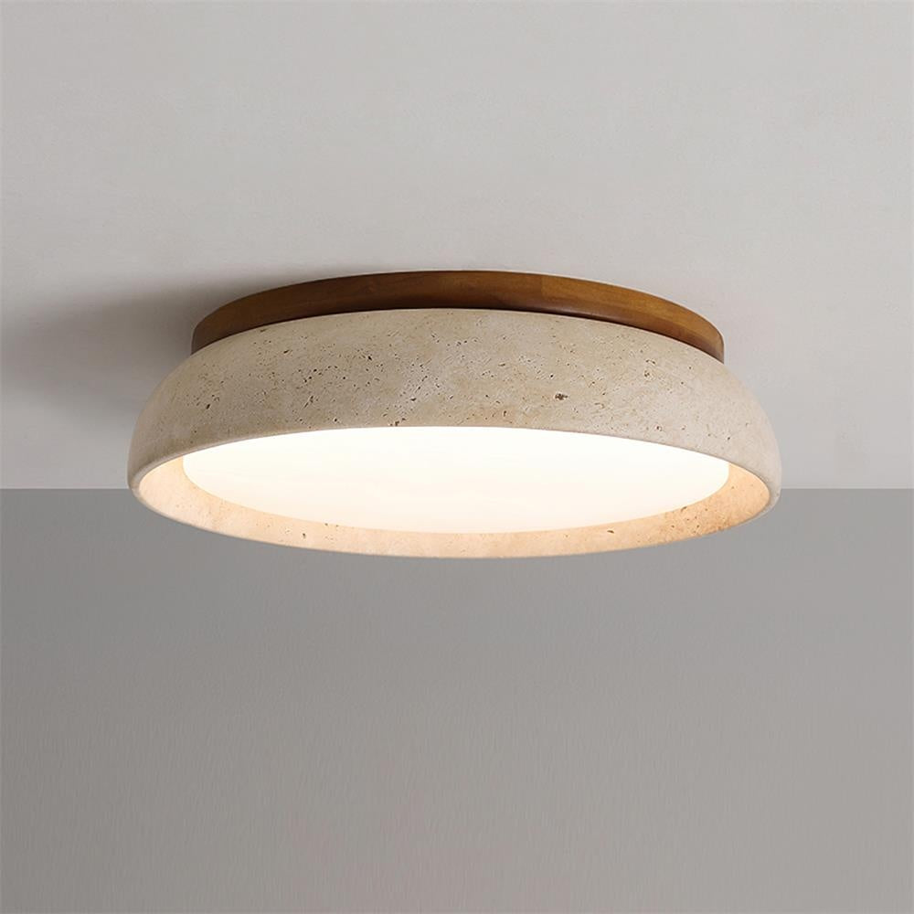 Velora Stone Ceiling Light - Walnut Color & Beige