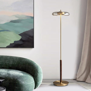 Amber Brass Floor Lamp