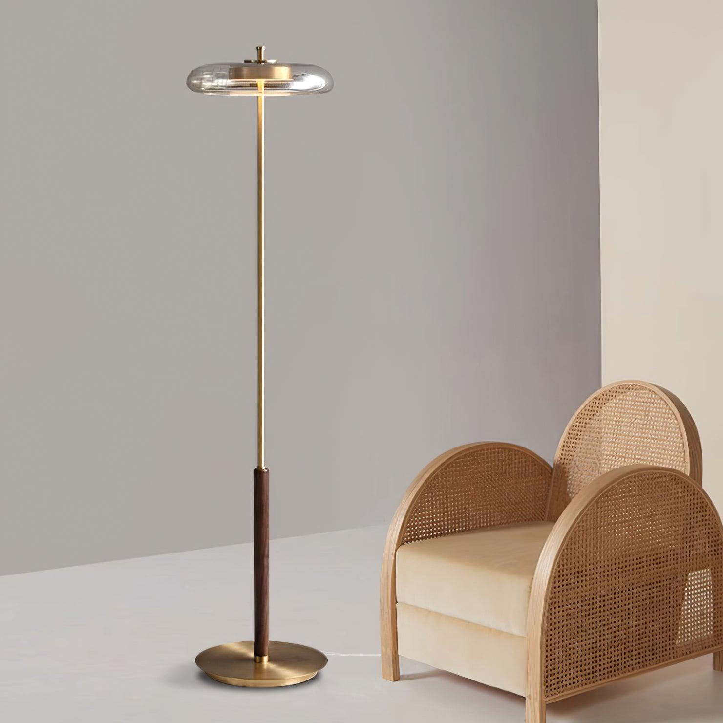 Amber Brass Floor Lamp