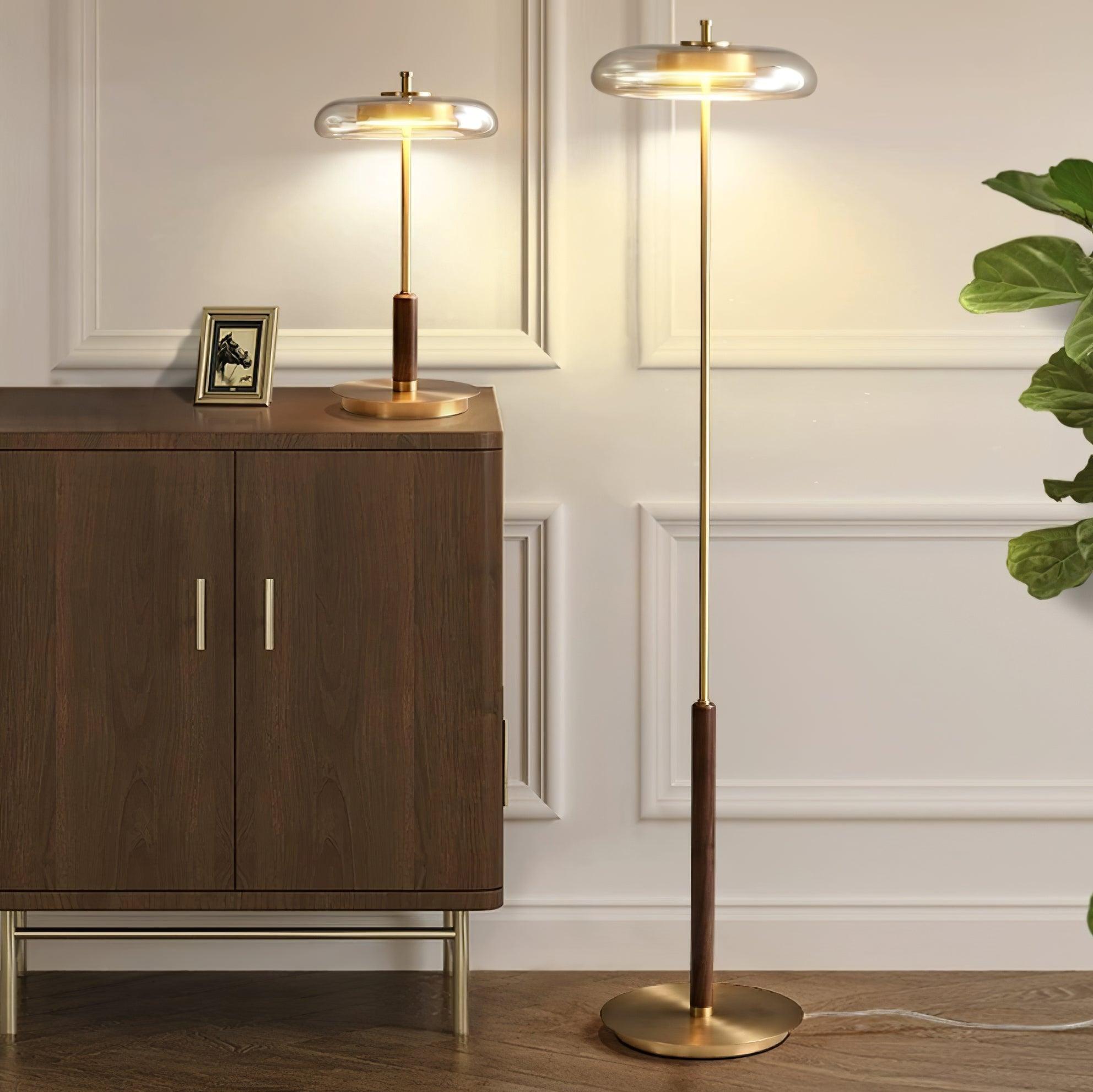 Amber Brass Floor Lamp