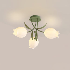 Velora Multi-Head Ceiling Light - Green & Acrylic Lampshade