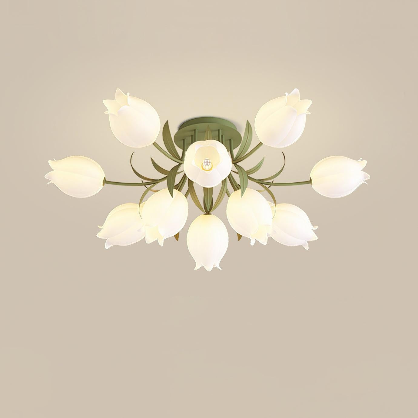 Velora Multi-Head Ceiling Light - Green & Acrylic Lampshade