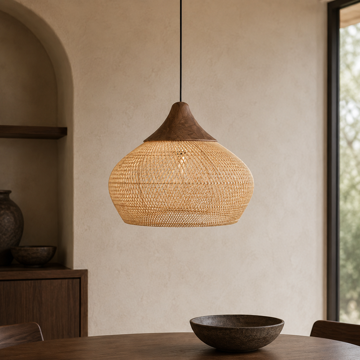 Woven Rattan Pendant