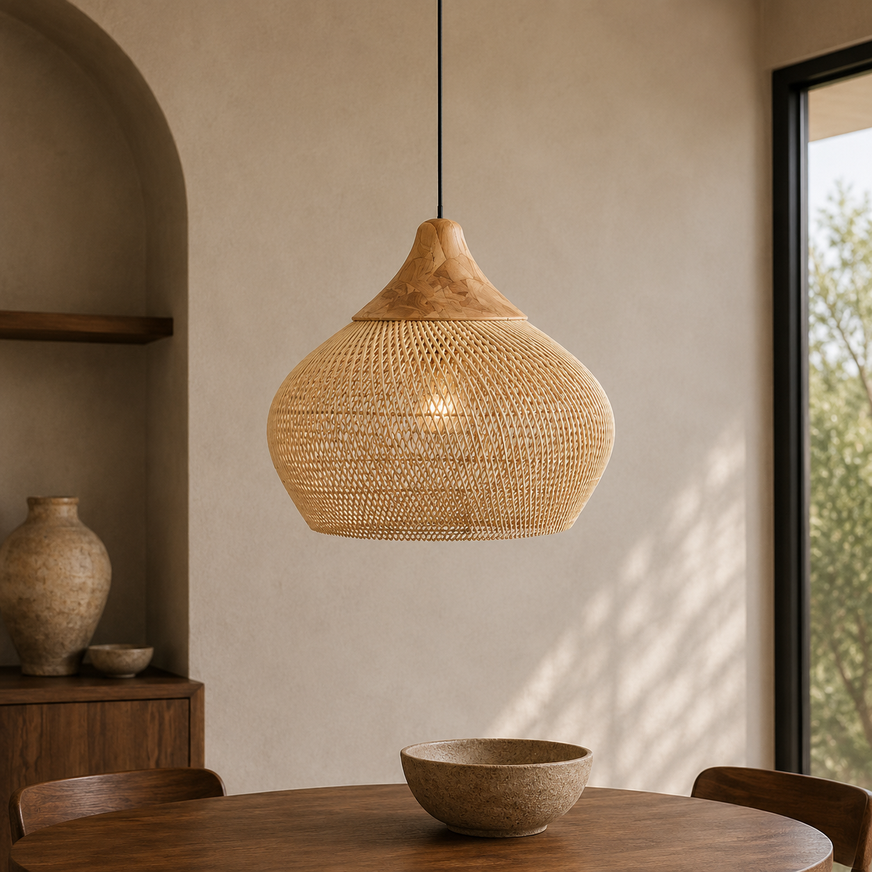 Woven Rattan Pendant