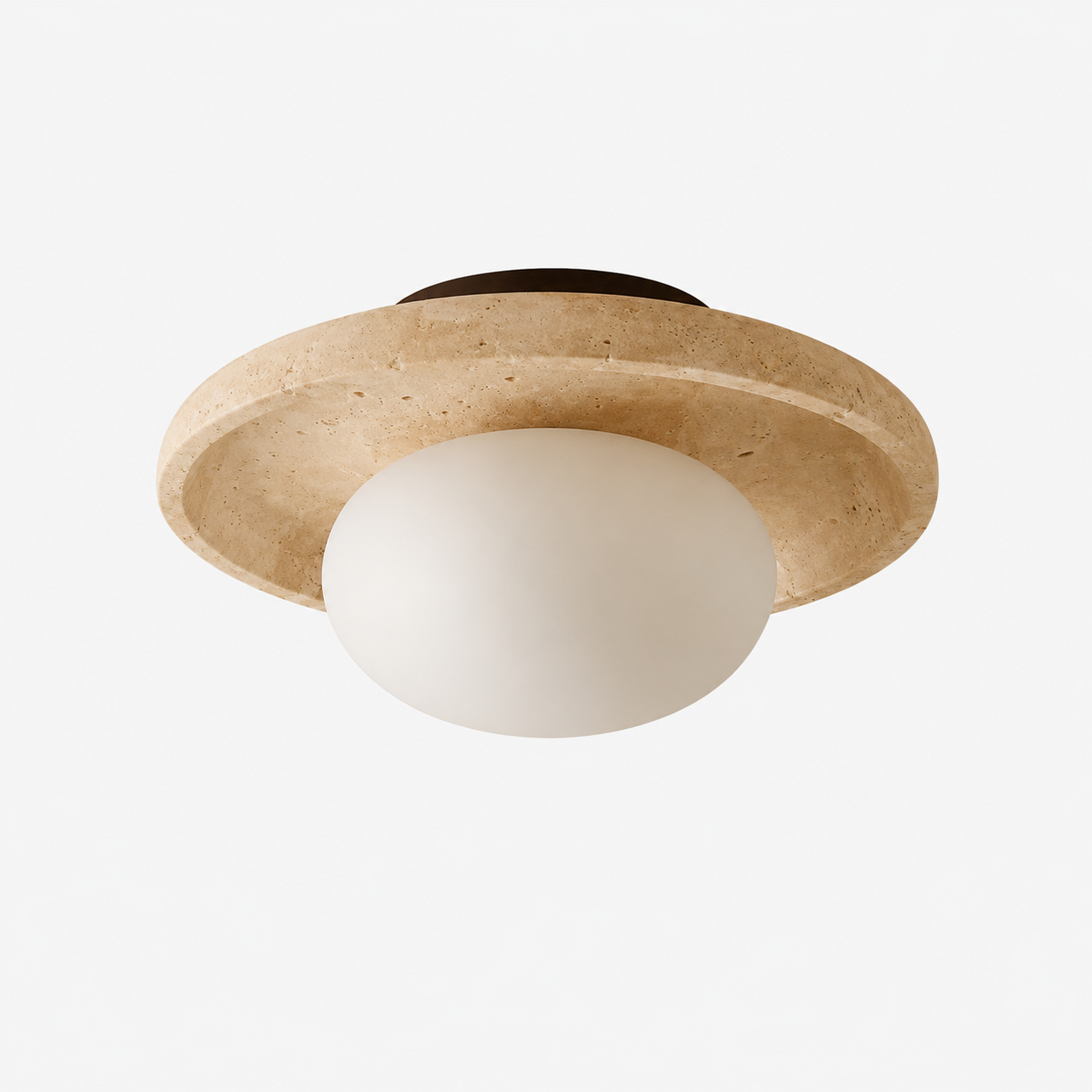 Travertine Halo Flush Mount