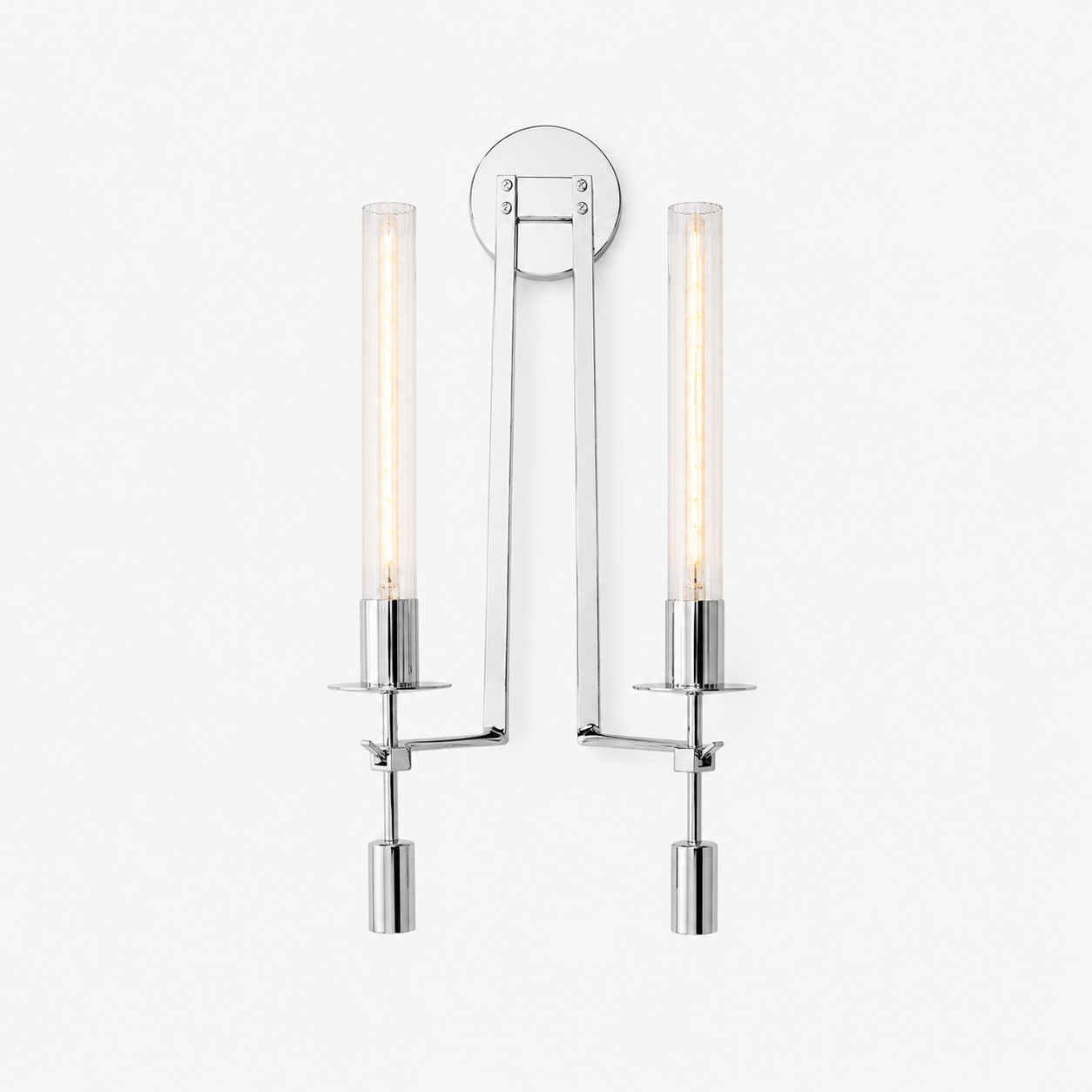 Fluted Glass Brass Sconce