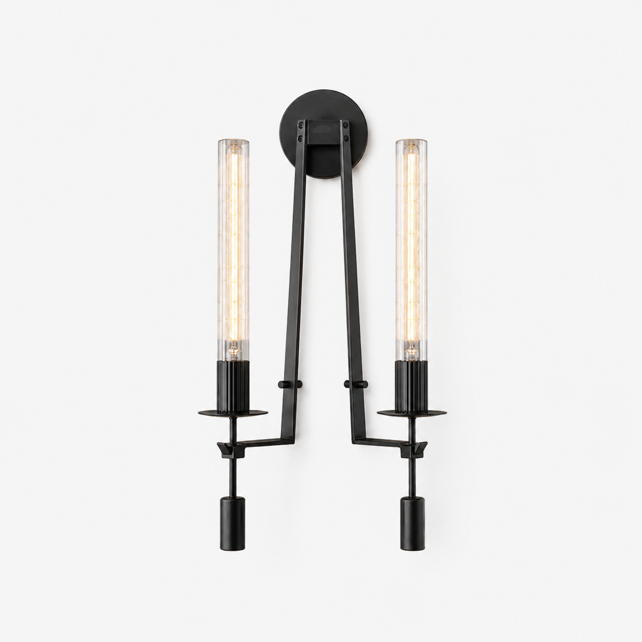 Fluted Glass Brass Sconce