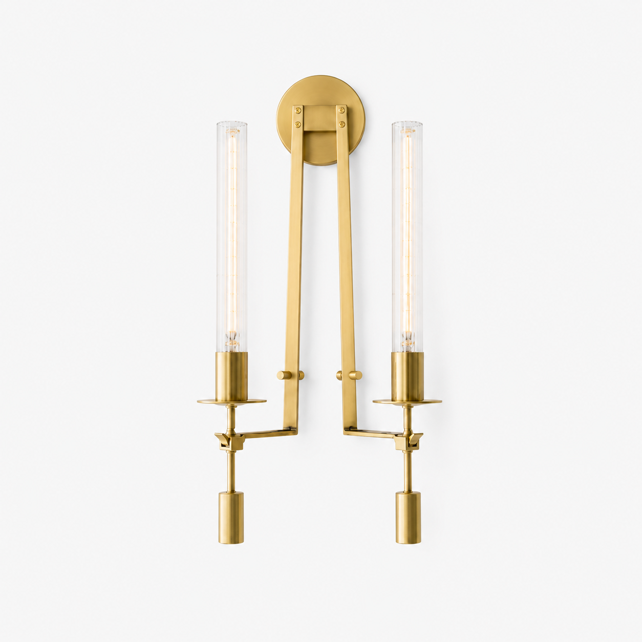 Fluted Glass Brass Sconce
