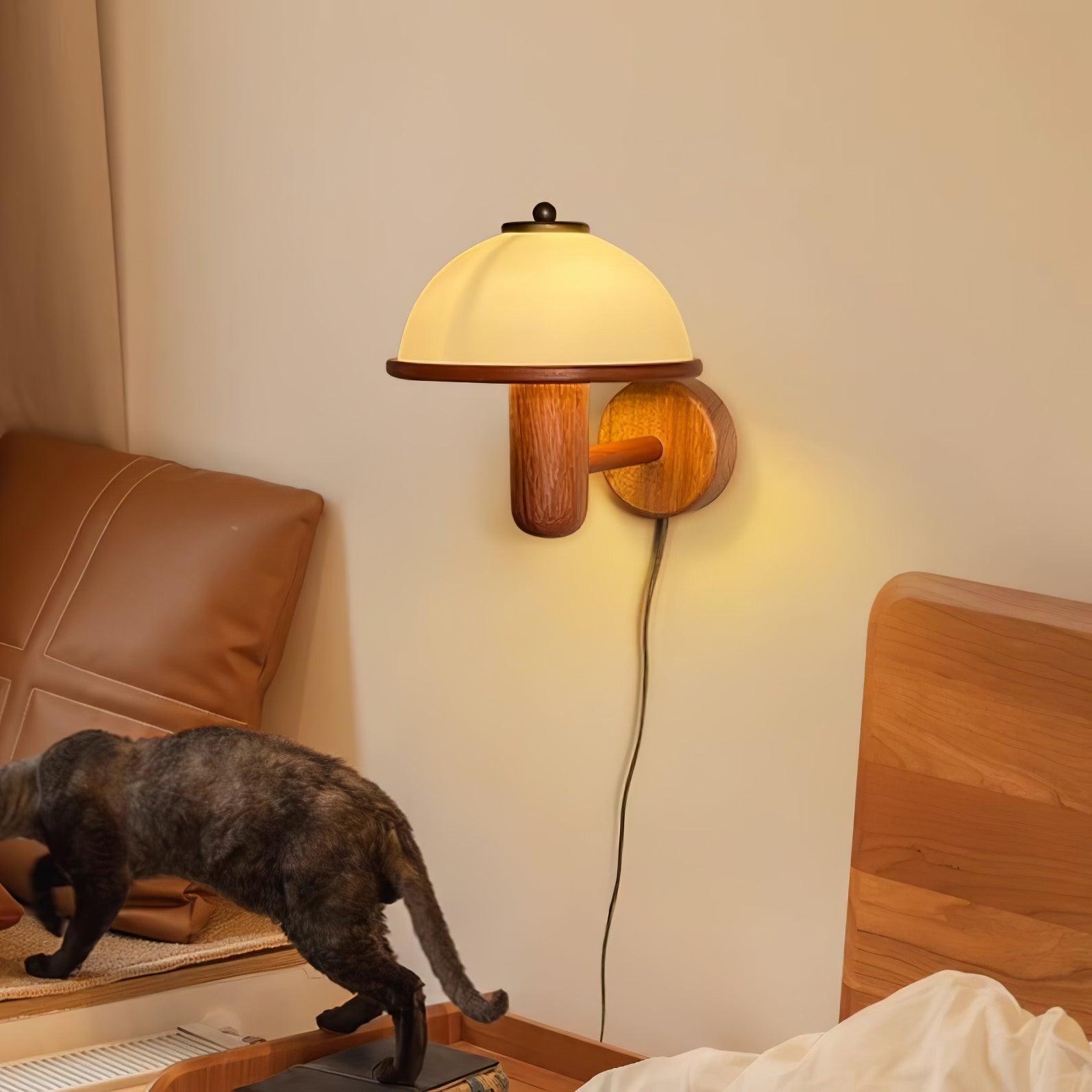 Mushroom Oak Wall Lamp