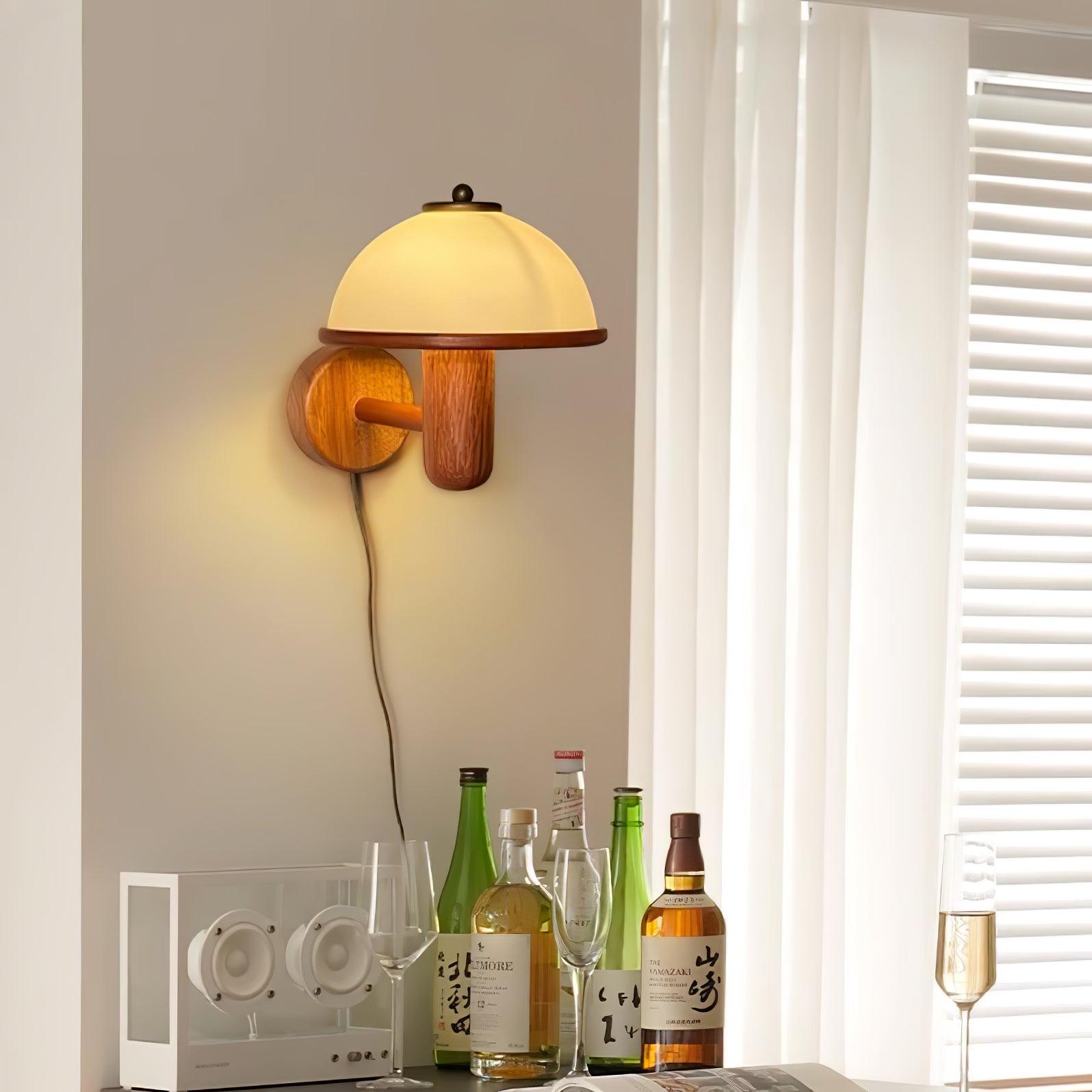 Mushroom Oak Wall Lamp