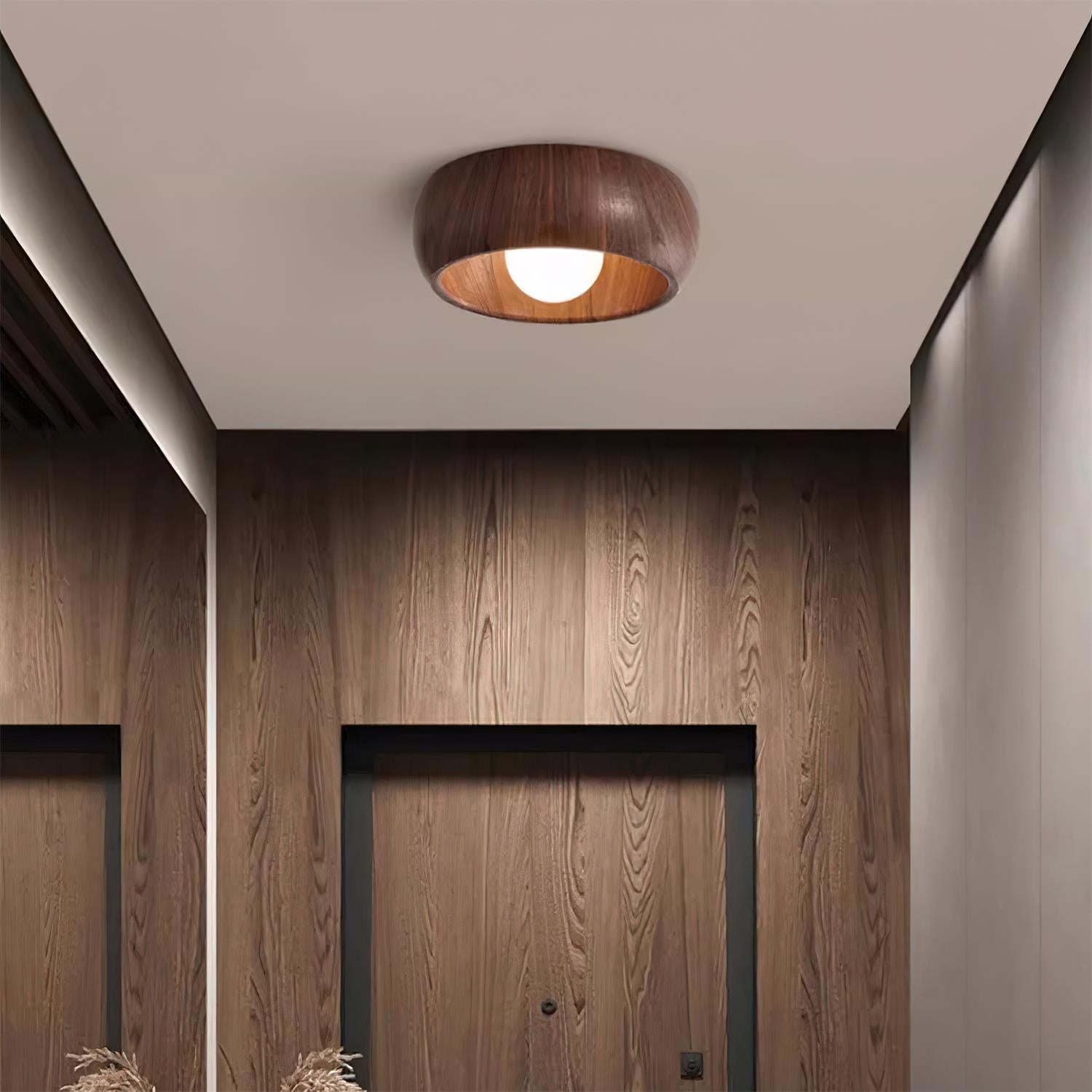 Halo Wood Flush Light