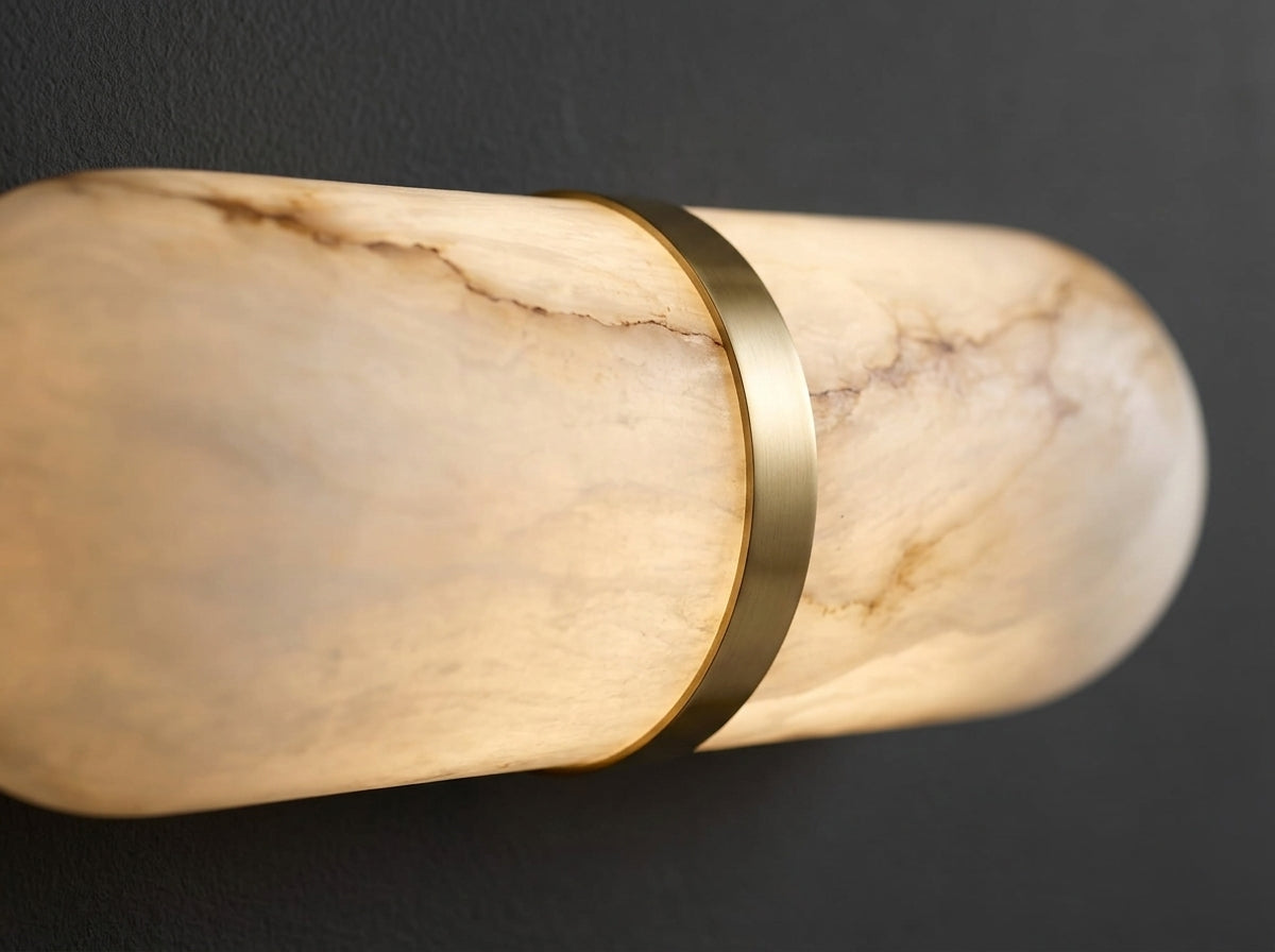 Alabaster Capsule Sconce - Crafted From Genuine Natural Stone