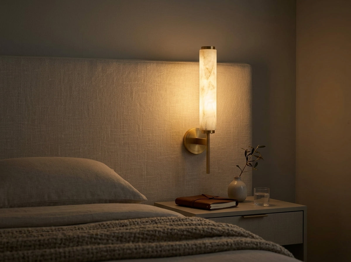Alabaster Column Sconce - Sets an Instant Evening Glow