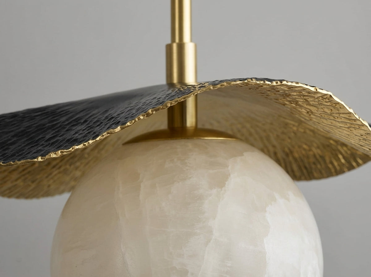 Alabaster Globe Pendant - Crafted From Genuine Stone