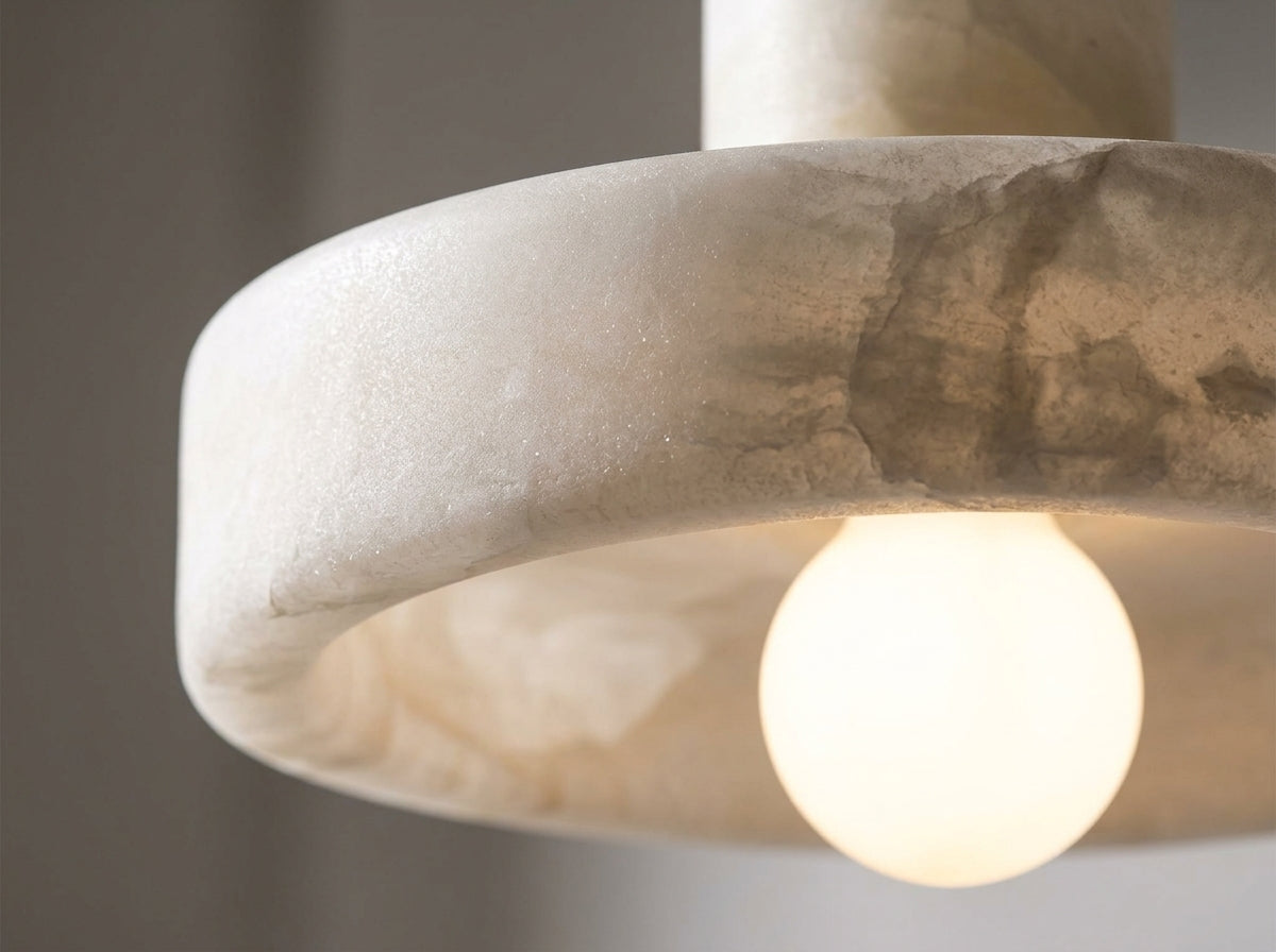 Alabaster Glow Pendant - Crafted From Genuine Natural Stone