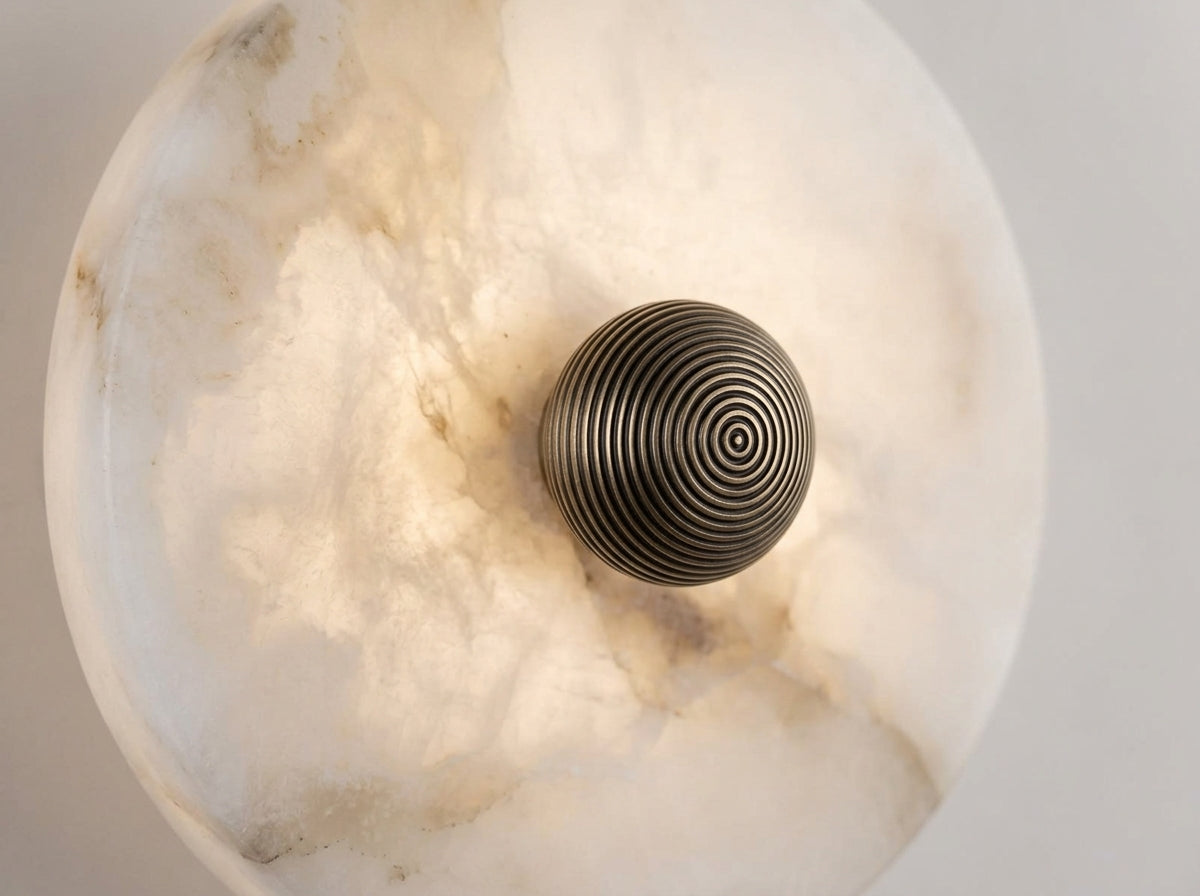 Alabaster Halo Sconce - Crafted From Genuine Natural Stone