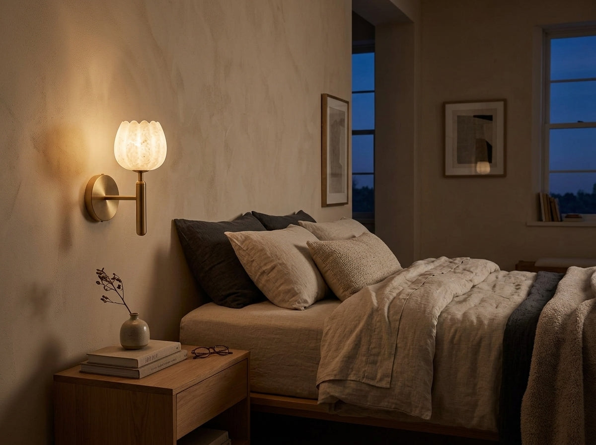 Alabaster Petal Sconce - Sets a Warm, Inviting Mood