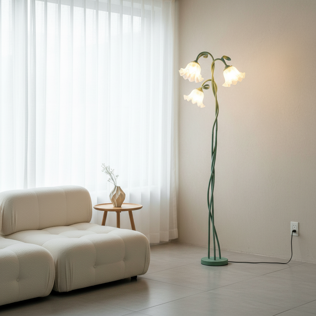 Elegant Calla Lily Inspired Floor Lamp with Sculptural Design